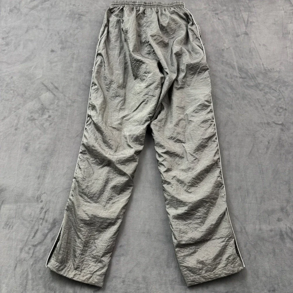 Vintage Grey Crinkle Nylon Track Pants Ankle Zip Joggers Small RN 94997